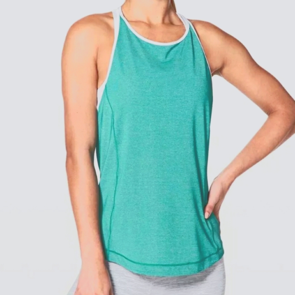 Lululemon time to sweat tank top size 6 teal running singlet